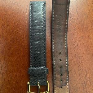 Black Leather Watch Strap with Gold Buckle